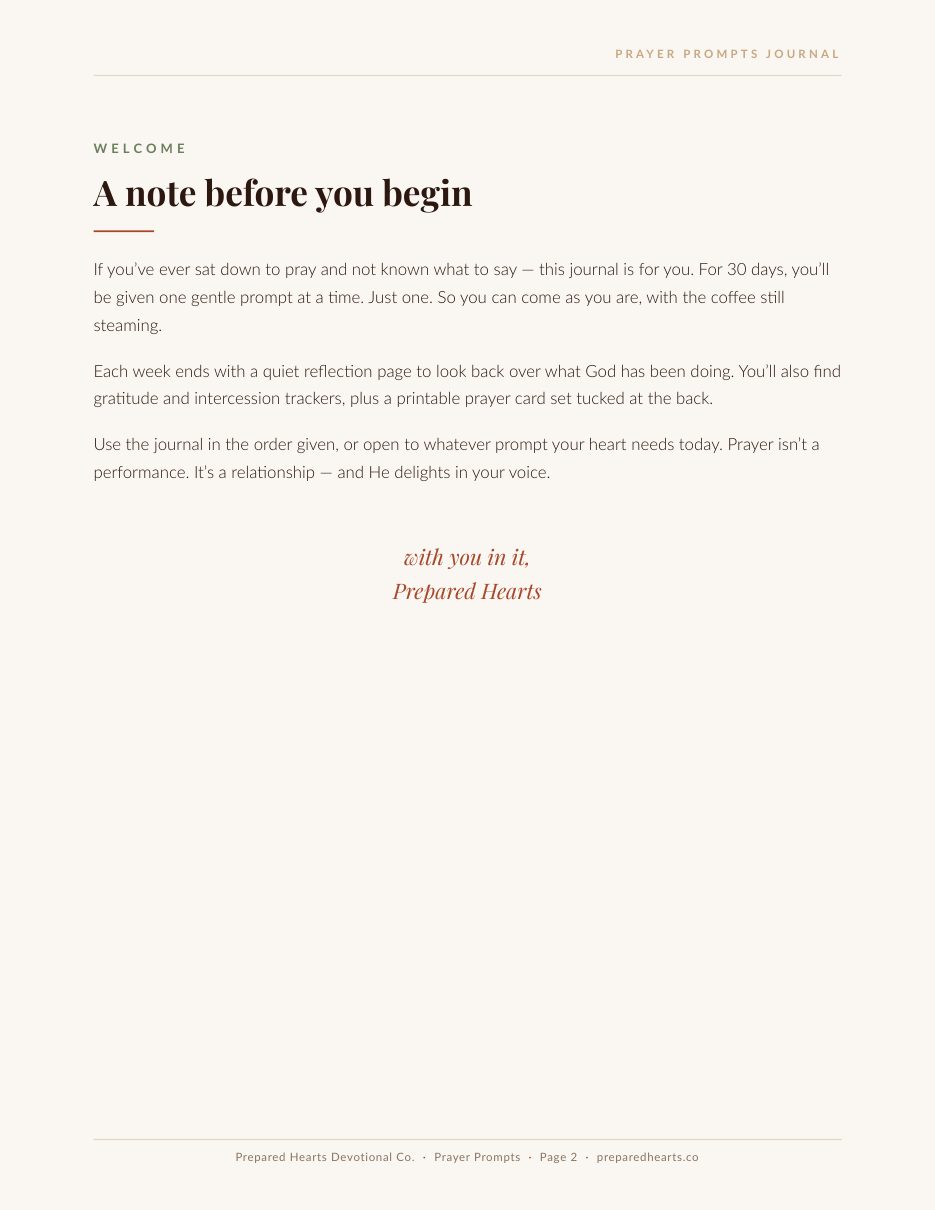 Prayer Prompts Journal — page 2: A note before you begin