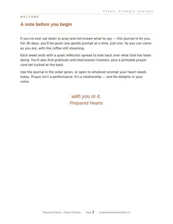 Prayer Prompts Journal — page 2: How to use