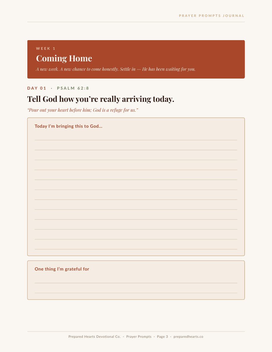 Prayer Prompts Journal — page 3: Week 1 · Day 01