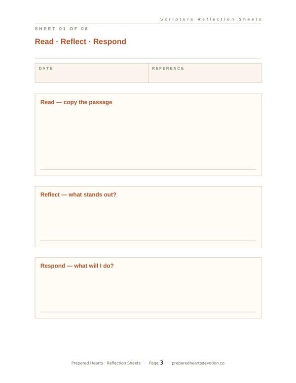 Scripture Reflection Sheets — page 3: S.O.A.P.
